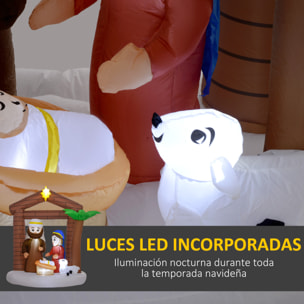 Outsunny Belén Inflable Navideño Decoración Inflable Navideña con Luces LED e Inflador Hinchable Navidad para Exterior 150x90x185 cm Multicolor