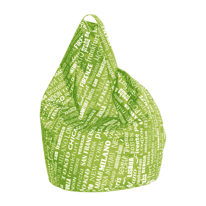 Pouf Marisa, Poltrona multiuso, Poltroncina sacco, Pouf poggiapiedi, Made in Italy, 80x80 h120 cm, Verde e Bianco