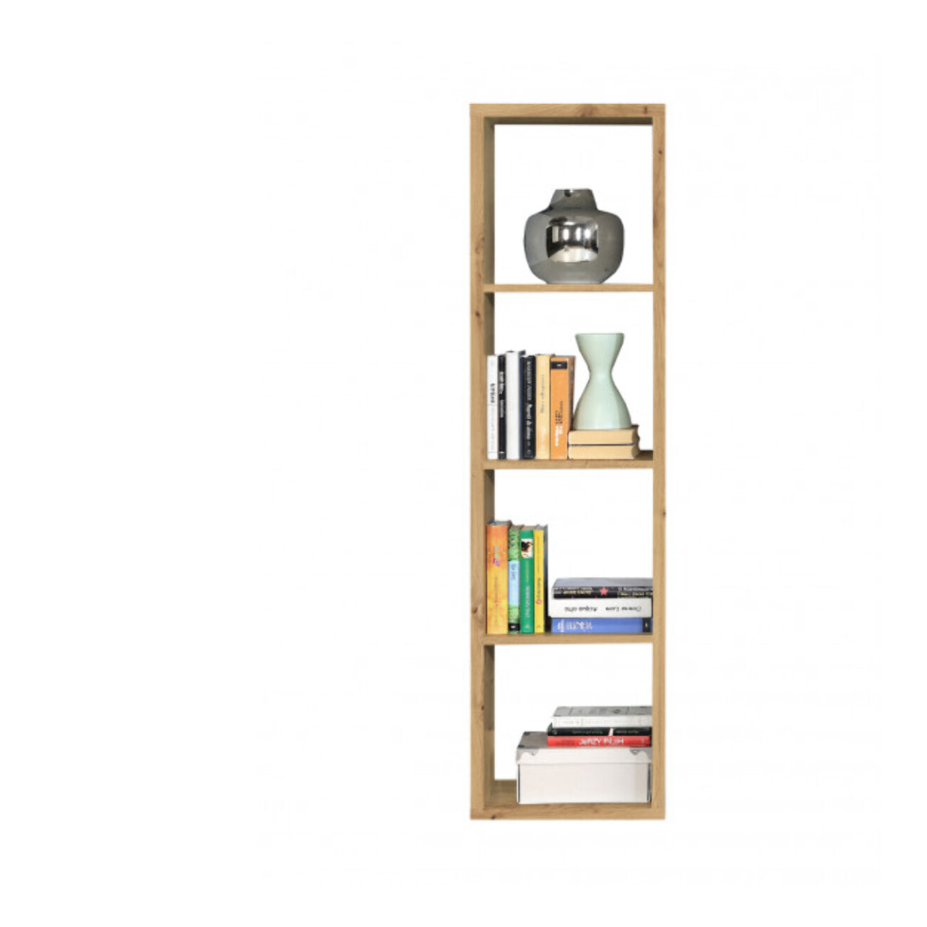 Etagère colonne 4 casiers décor en bois H.142 cm - MAURO