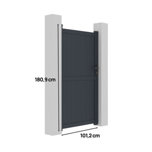 Portillon aluminium "Maurice" - 101.2 x 180.9 cm - Gris