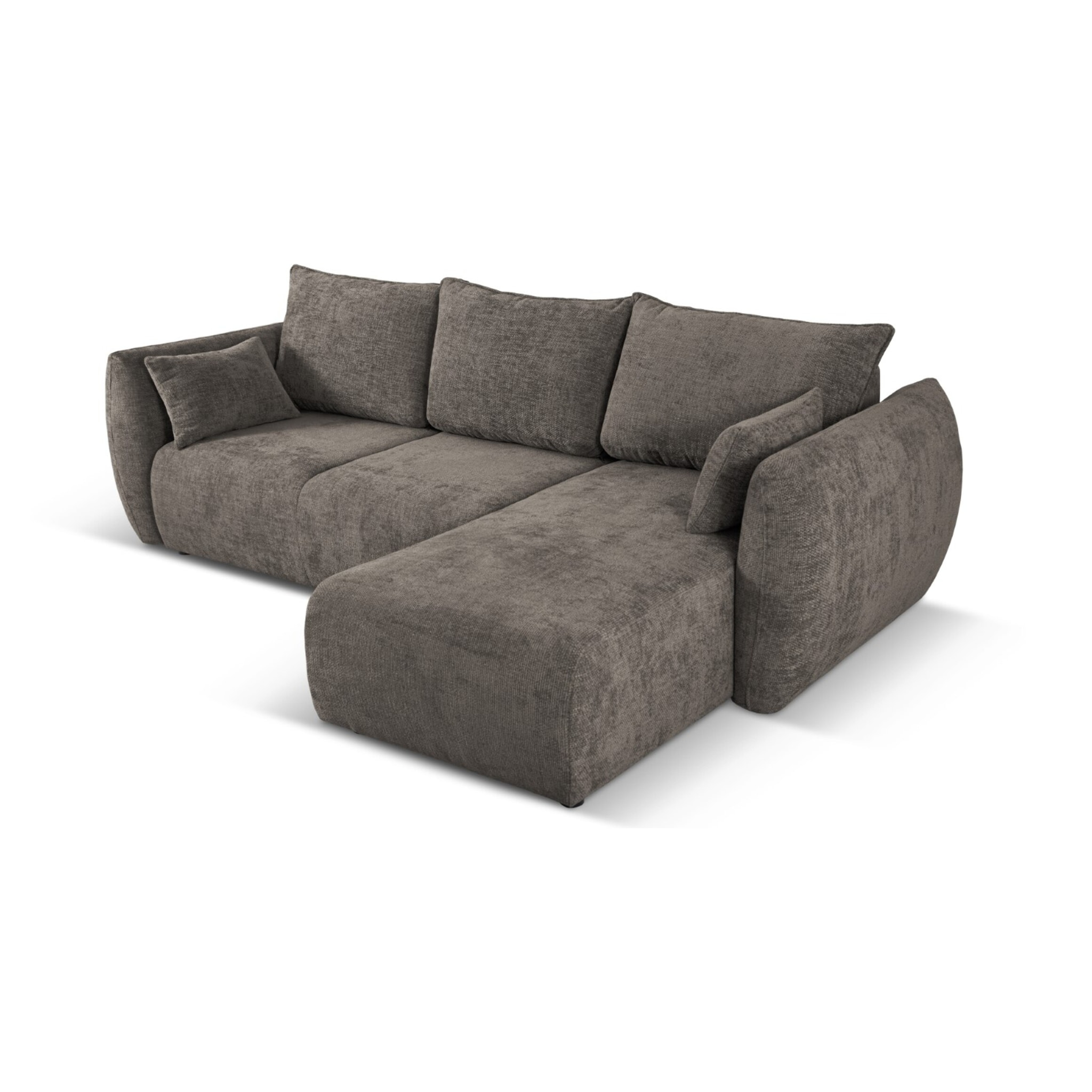 Canapé d'angle droit convertible avec coffre de rangement "Matera" 4 places en chenille gris