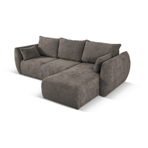 Canapé d'angle droit convertible avec coffre de rangement "Matera" 4 places en chenille gris