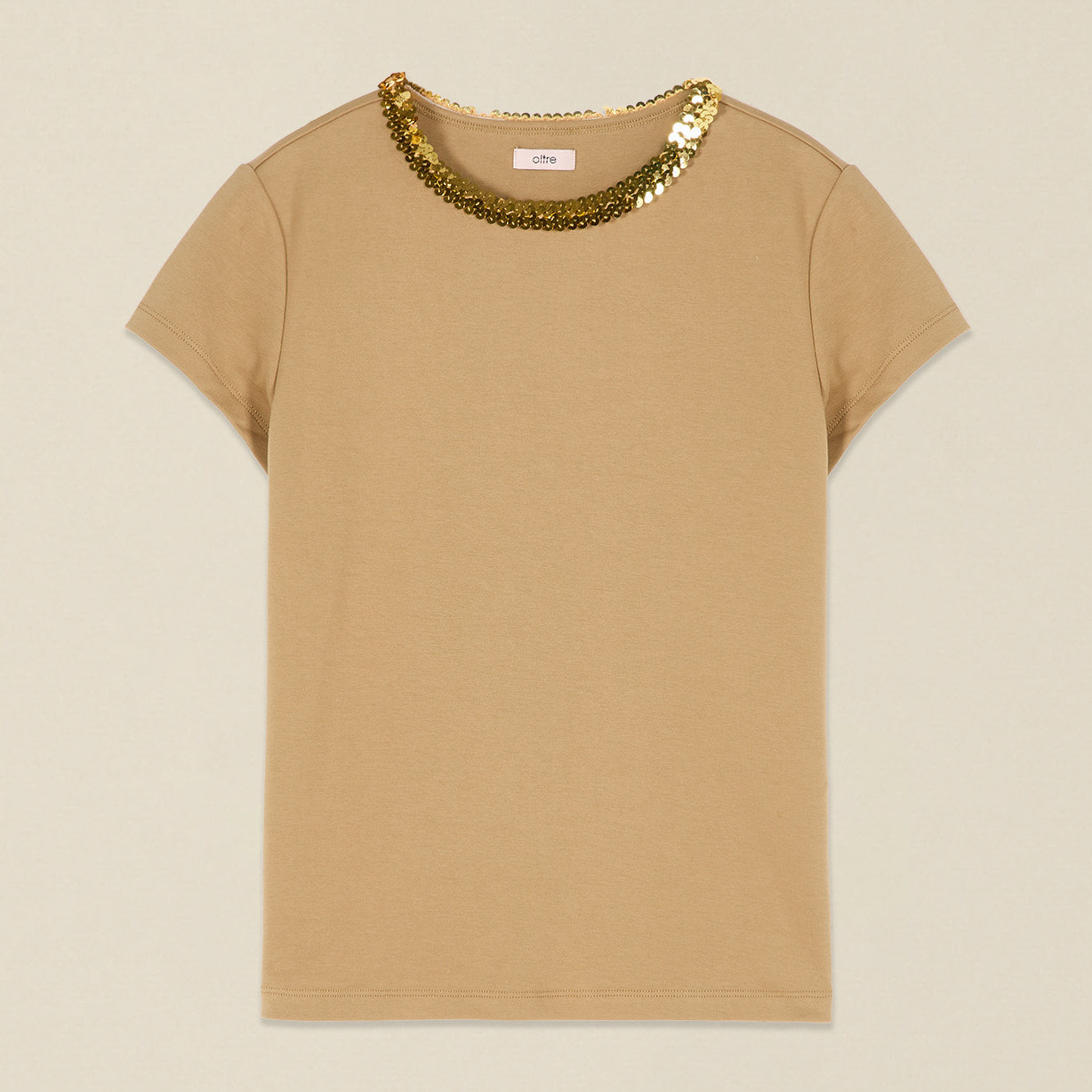 Oltre - T-shirt con dettaglio paillettes - Beige