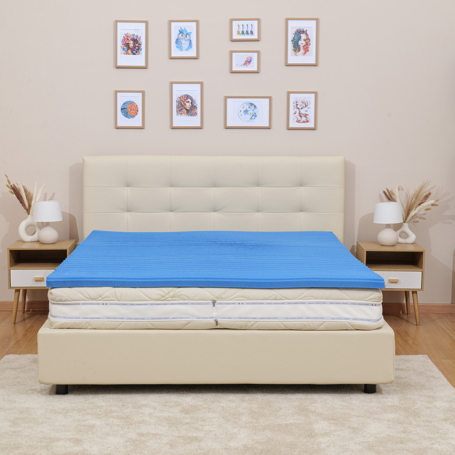 Topper memory foam alto 5 cm mod. SILVER SLEEP mis. 170x200 con rivestimento Aloe Vera sfoderabile