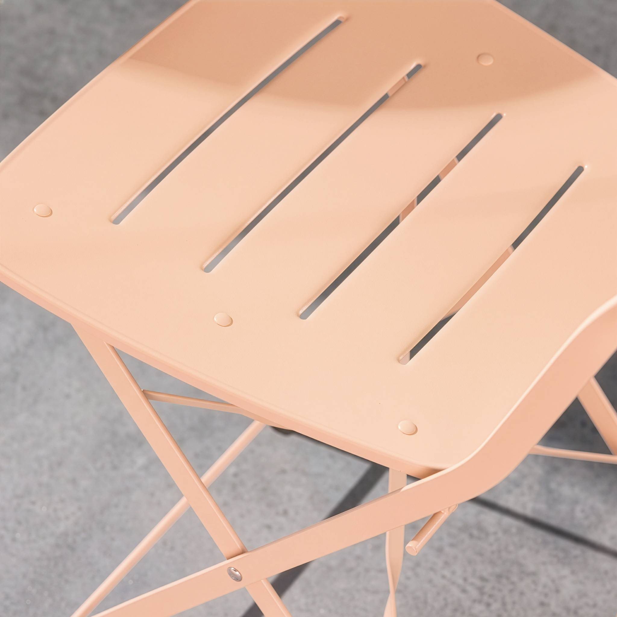 Table de jardin bistrot pliante ronde acier + 2 assises BALCONEA
