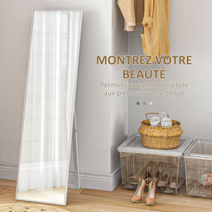 Miroir sur pied rectangulaire dim. 40L x 35l x 147H cm MDF aspect bois blanc