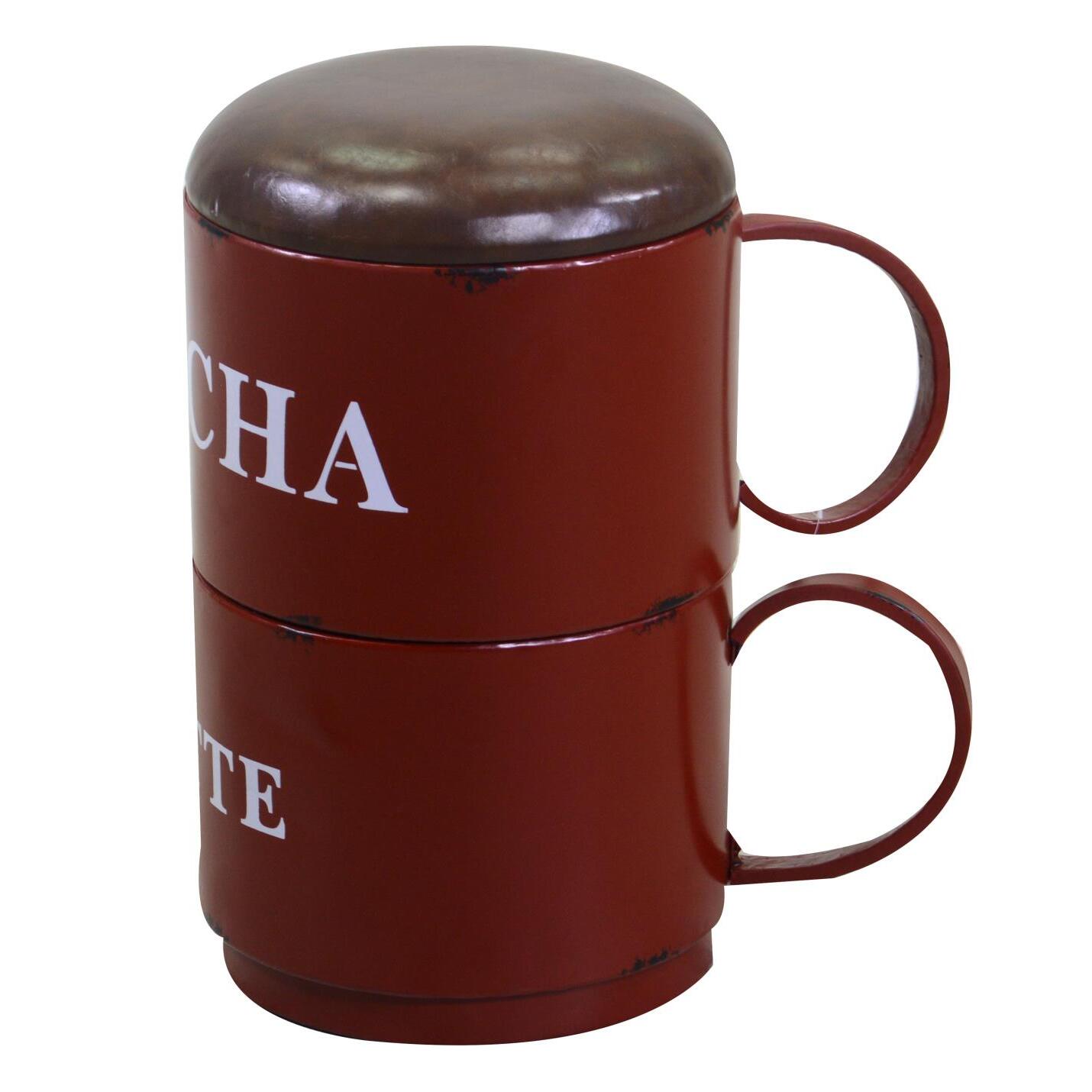 Puff in metallo a forma di tazzine rosso tondo cm44x30h50