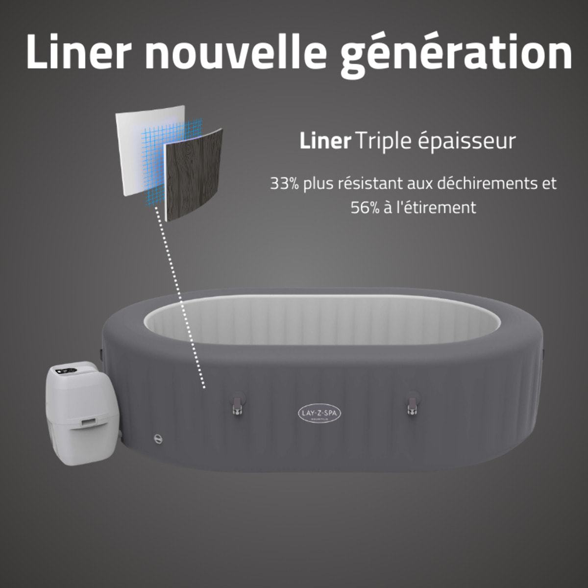 Bestway Spa gonflable ovale Lay-Z-Spa Mauritius AirJet avec WiFi 5-7 personnes