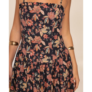 Vestido midi con tirante fino de algodón