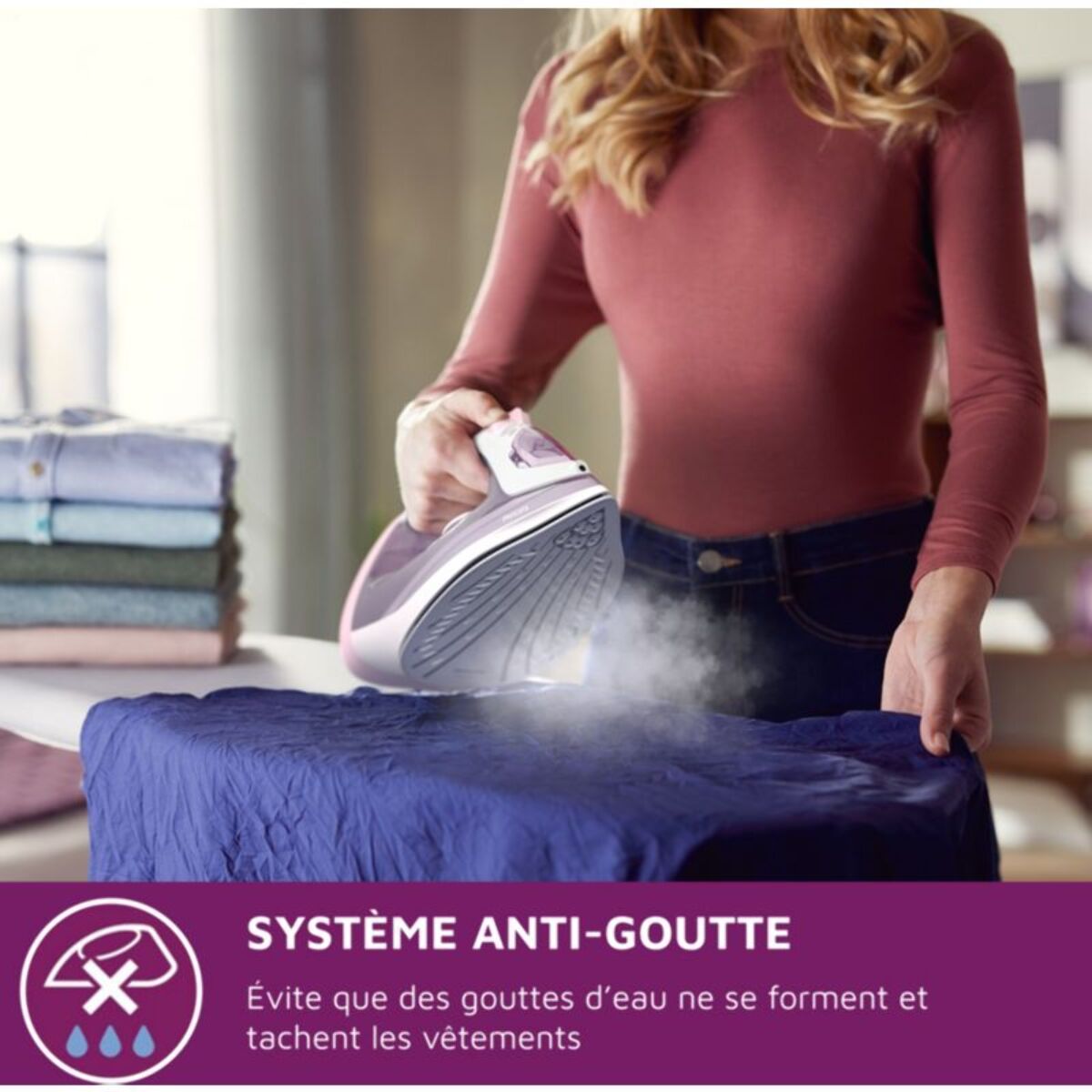 Fer à repasser PHILIPS DST3010/30 fer à vapeur Série 3000 mauve et blanc, 2000W