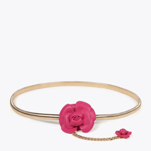 Cintura elasticizzata metallo fiori effetto pelle