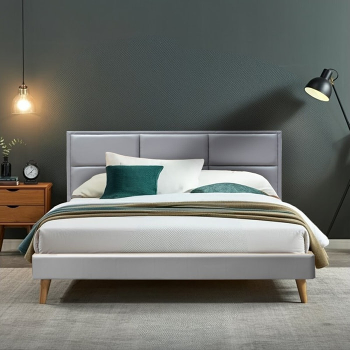 Lit Brazil Simili cuir gris : Sommier Déco, Confort et Design Exceptionnels