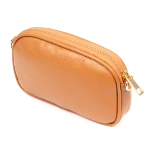 Asola bolso bandolera, de piel auténtica acabado dollaro.