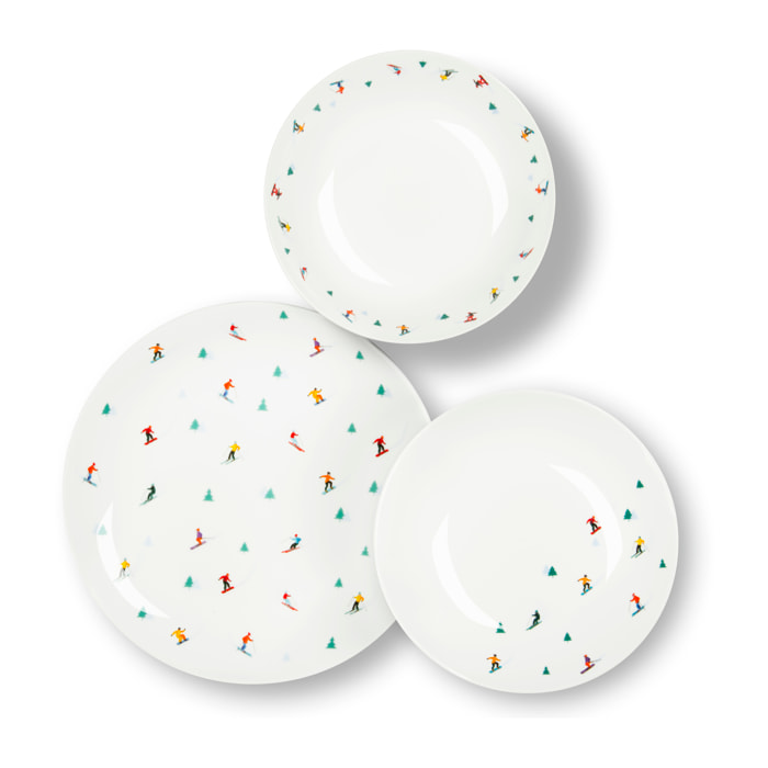 Service 18 assiettes Excelsa Cortina, porcelaine, multicolore