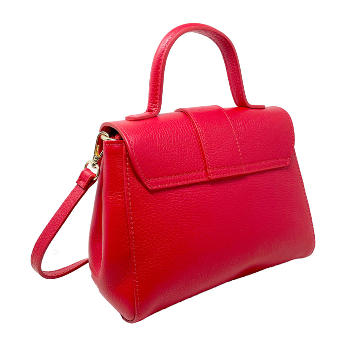 Chicca Borse - Borsa a Mano Donna in Vera Pelle - Colore Rosso