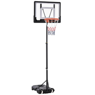 Canasta de Baloncesto para Exterior con Altura Ajustable 206-260 cm Aro de Baloncesto con Ruedas y Base Rellenable para Adolescentes y Adultos Negro