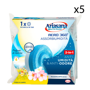 5x Ariasana Tab Assorbiumidit e Anti Odore Fiori di Campo per Aero 360ø - 5 Ricariche