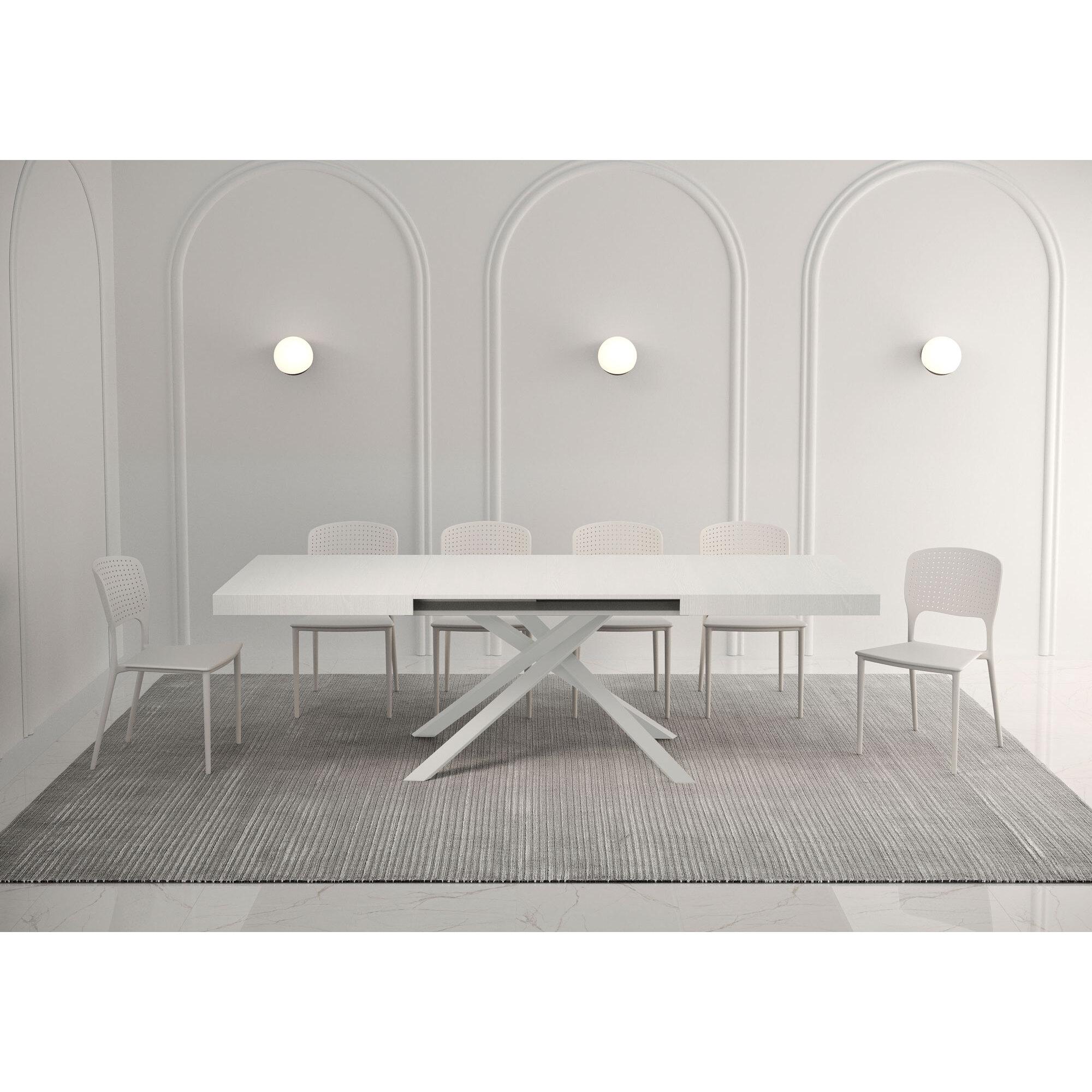 Table extensible 140x90/244 cm Karida Frêne Blanc cadre Anthracite