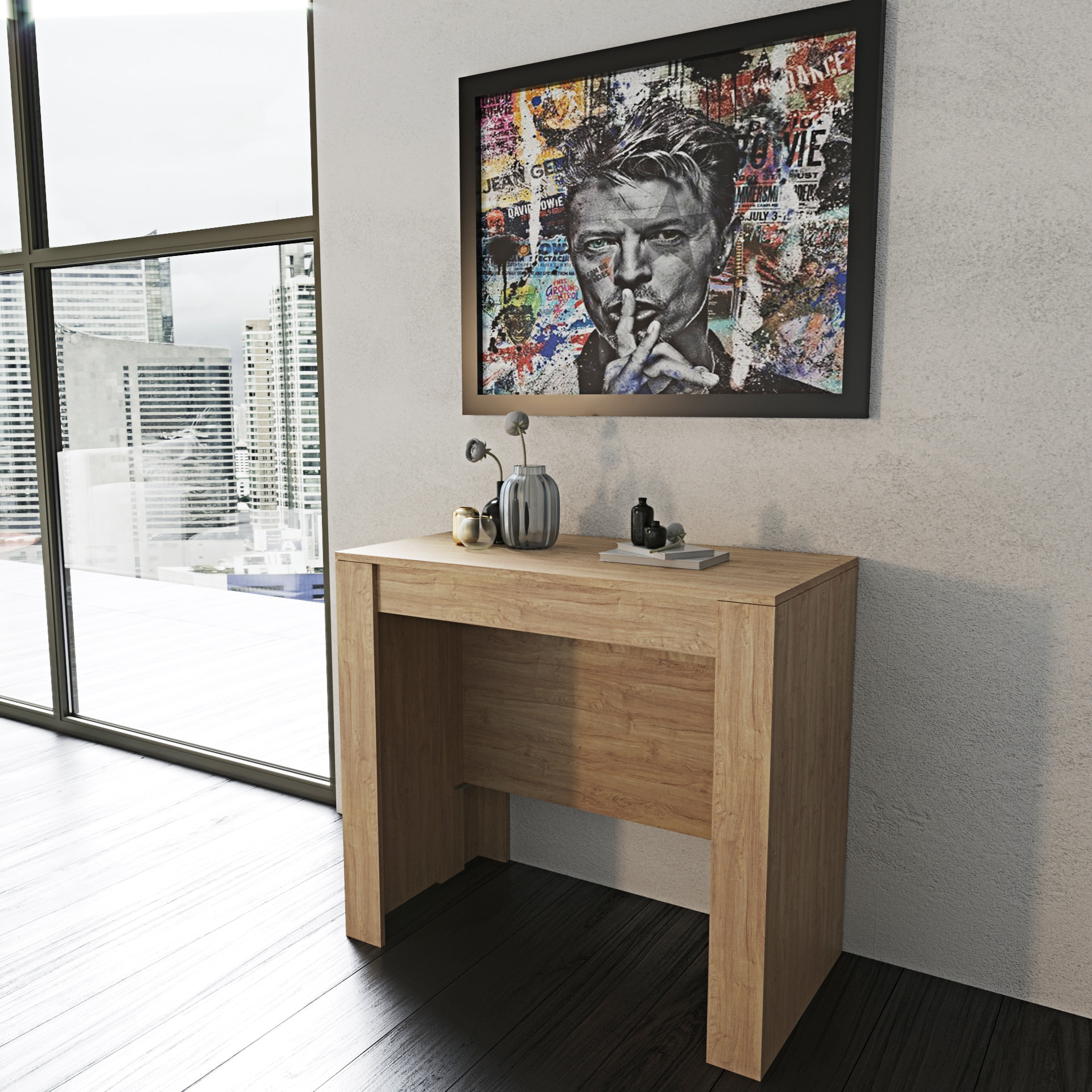 Tavolo Consolle Allungabile Oslo Fino A 2.37 Metri Tavolo 10 Posti Salvaspazio Design Moderno Elegante Consolle Casa Ufficio 78 x 51 x 90 cm Rovere