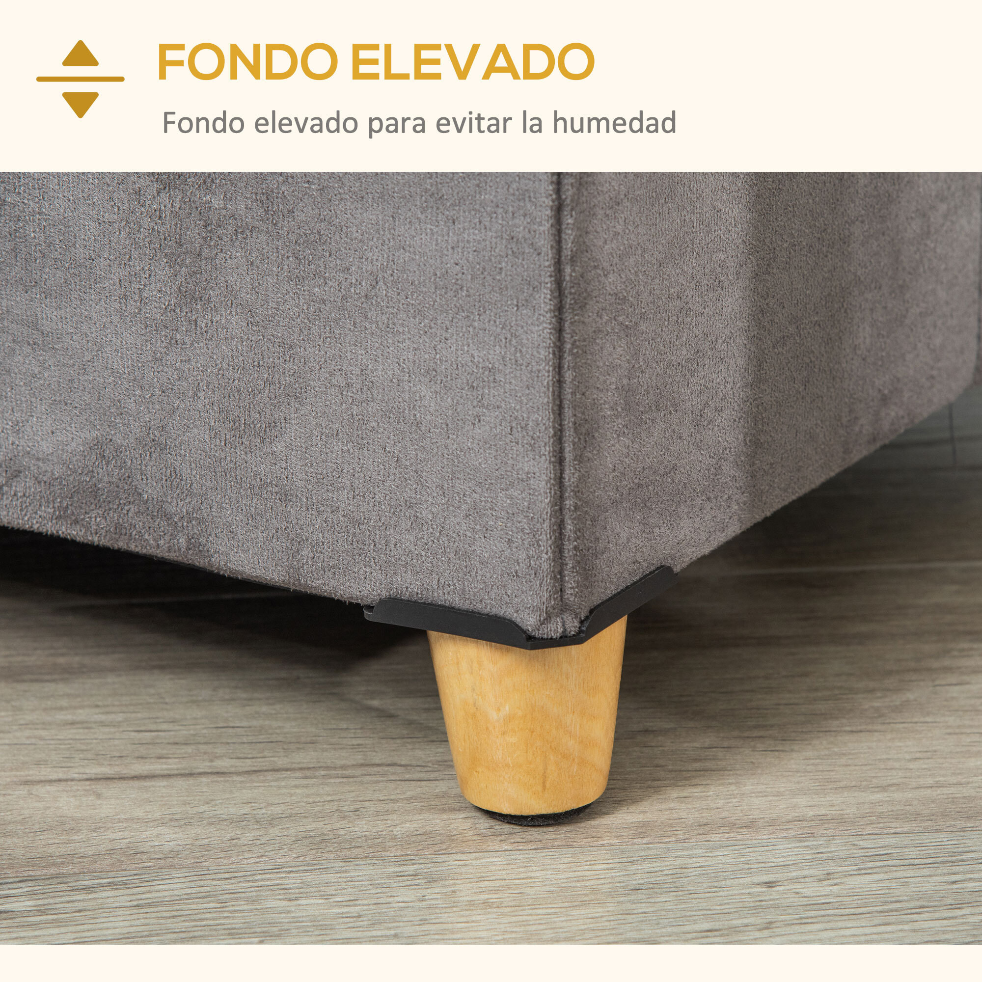 Cueva para Gatos 2 en 1 Taburete Reposapiés con Tapa Extraíble Orificio de Entrada Cojín Lavable y Patas Elevadas de Madera para Interior 60x45x44,5 cm Gris