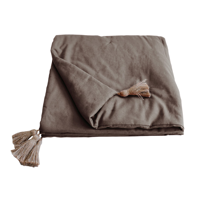 Edredon Panama avec pompons en jute - Taupe