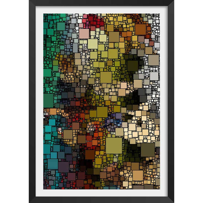 Affiche vitraux sagrada familia Affiche + cadre en bois - Noir