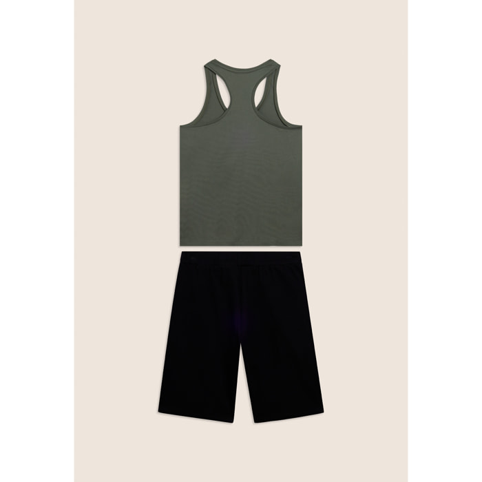 Completo sportivo in cotone con canotta e bermuda