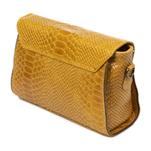 Mariola Bolso bandolera Mujer.Piel auténtica Gamuza Grabado Serpiente