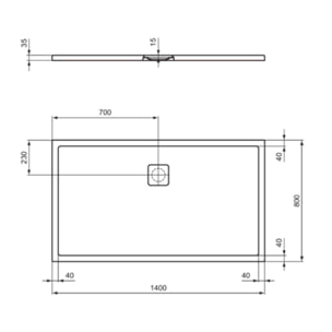 Receveur de douche antidérapant Ultra Flat Evo recoupable avec bonde longueur 140 x 80