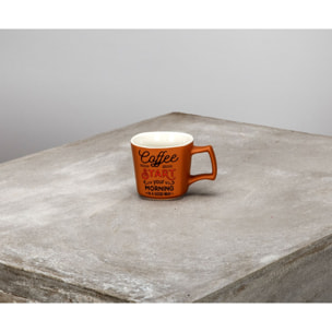 Lot de 6 tasses assorties en grès 27cl COFFEE START