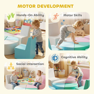 Parcours motricité bébé 8 pcs ensemble table et chaises enfant 2 en 1