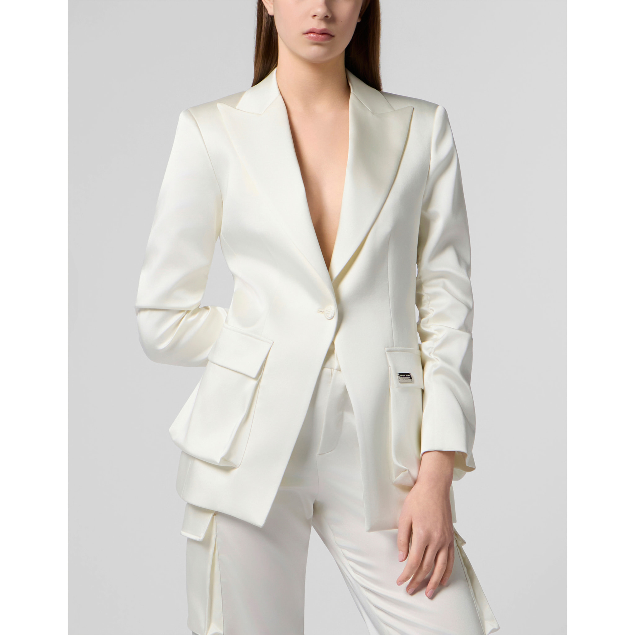 PHILIPP PLEIN Satin Cargo Fit Blazer