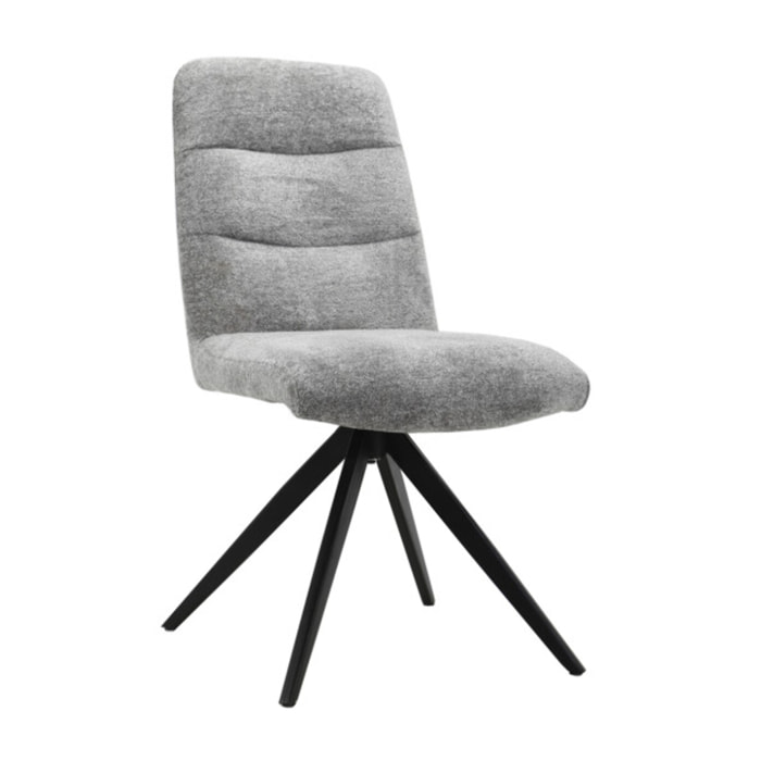 Chaise rotative 360° capitonnée en tissu et pieds métal - 3 coloris - LILA