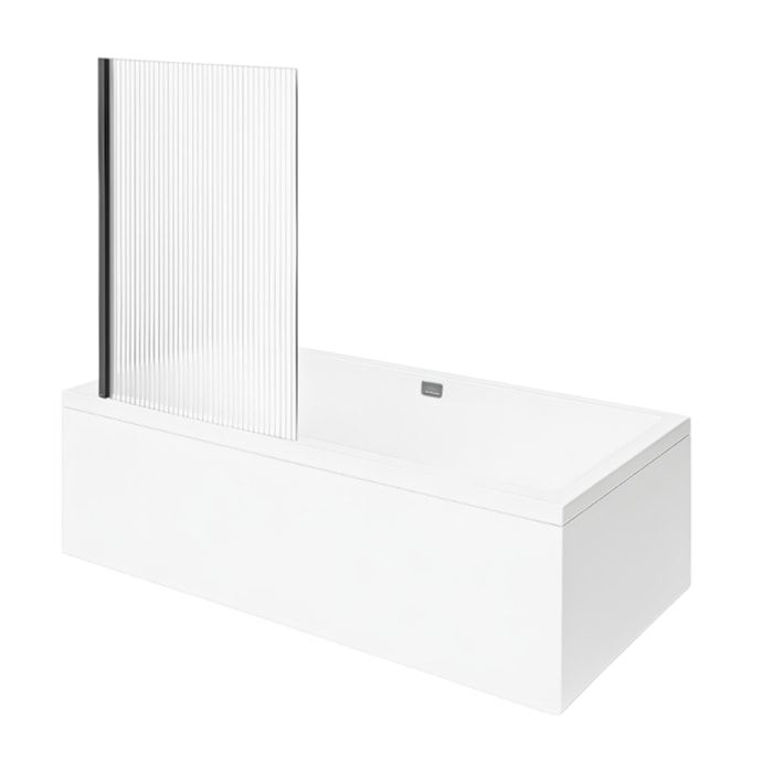 Baignoire droite Collaro 160 x 75cm Blanc mat  vidage et trop plein chrome + Pare bain gauche AURYS Raywall