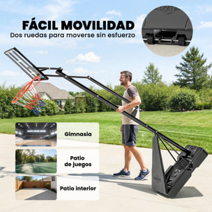 Canasta de Baloncesto Exterior, Altura Ajustable 245-305 cm, Canasta de Baloncesto Portátil con Ruedas, Base Rellenable, Tablero Irrompible y Sistema de Retorno para Adultos y Adolescentes