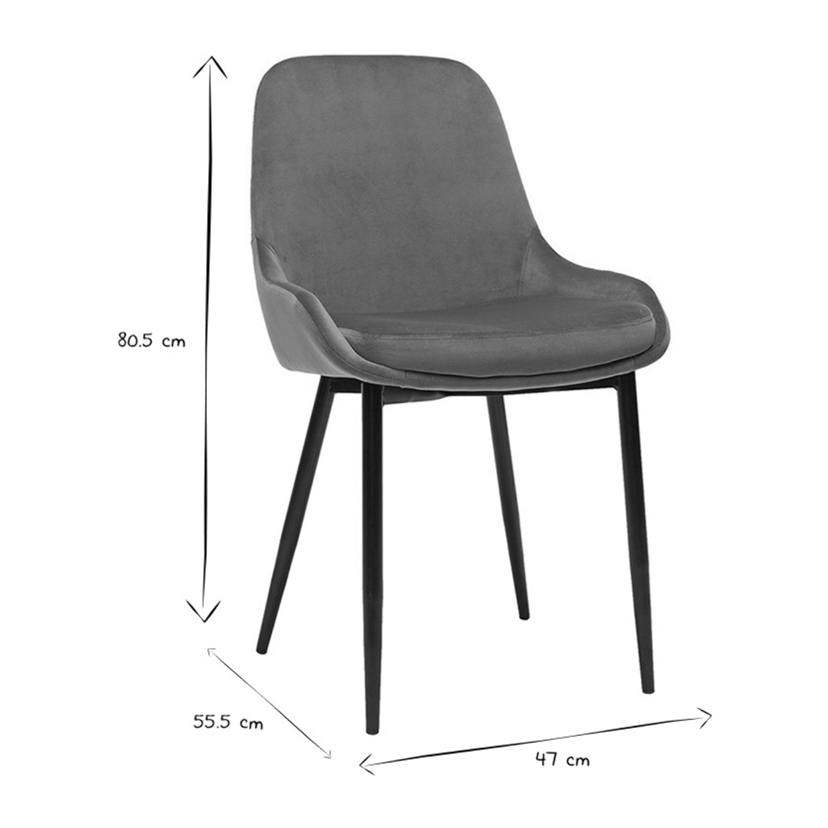 Chaises design en tissu velours bronze et métal noir (lot de 2) HOLO