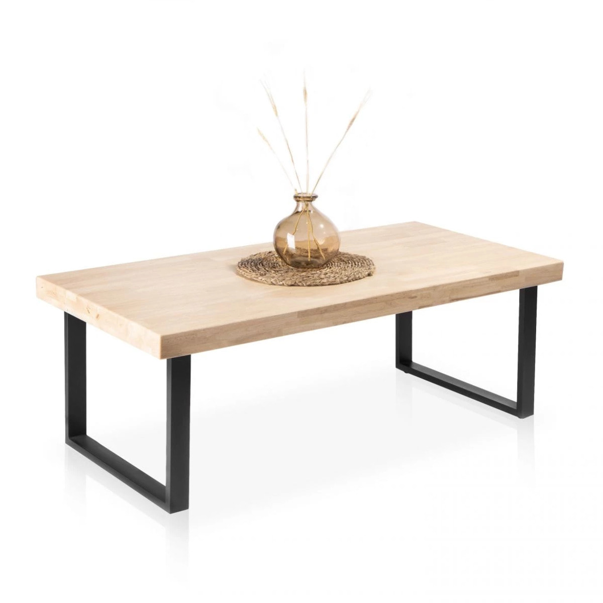 Mesa de centro Natural Roble salvaje - Negro