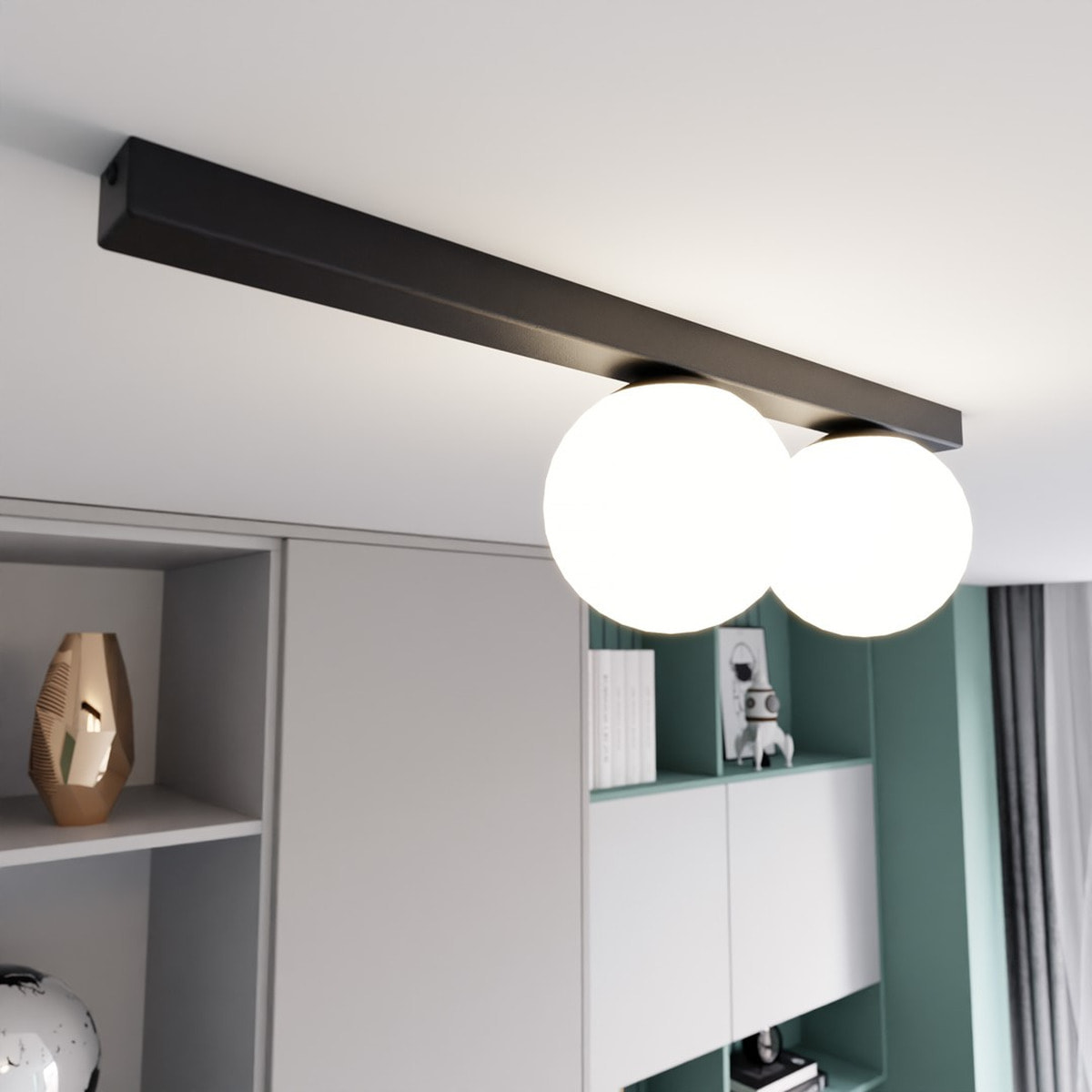 Lampada a parete FIT in acciaio nero opaco e vetro opalino
