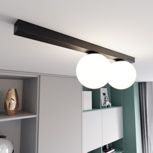 Lampada a parete FIT in acciaio nero opaco e vetro opalino