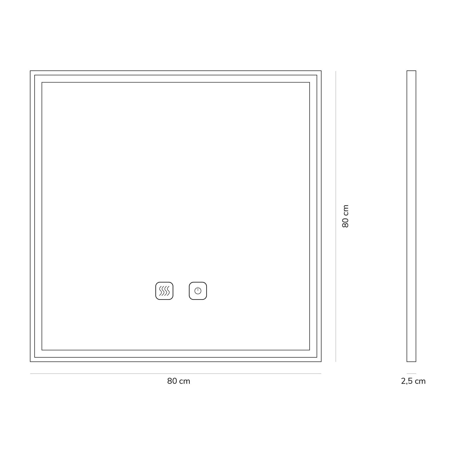 Miroir de salle de bain LED tactile Alday, 80 cm