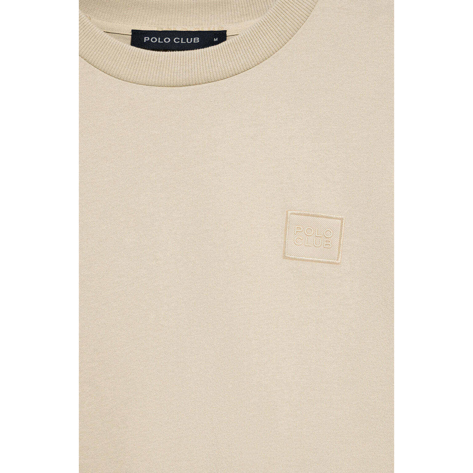 Camiseta de manga larga y cuello redondo color crudo con detalle Polo Club