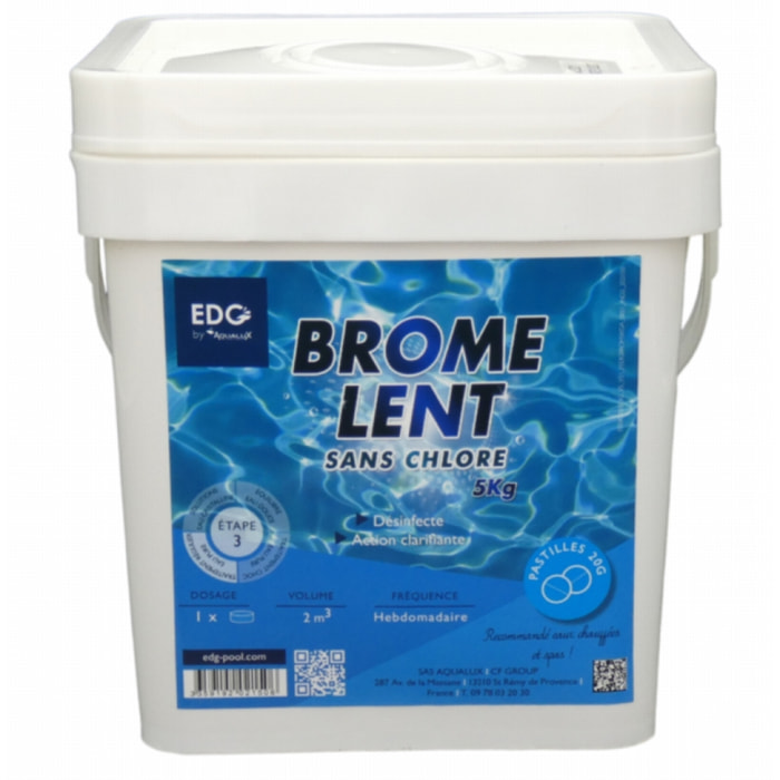 Brome permanent, pastilles 20gr, seau de 5KG, EDG - AQUALUX - 202150