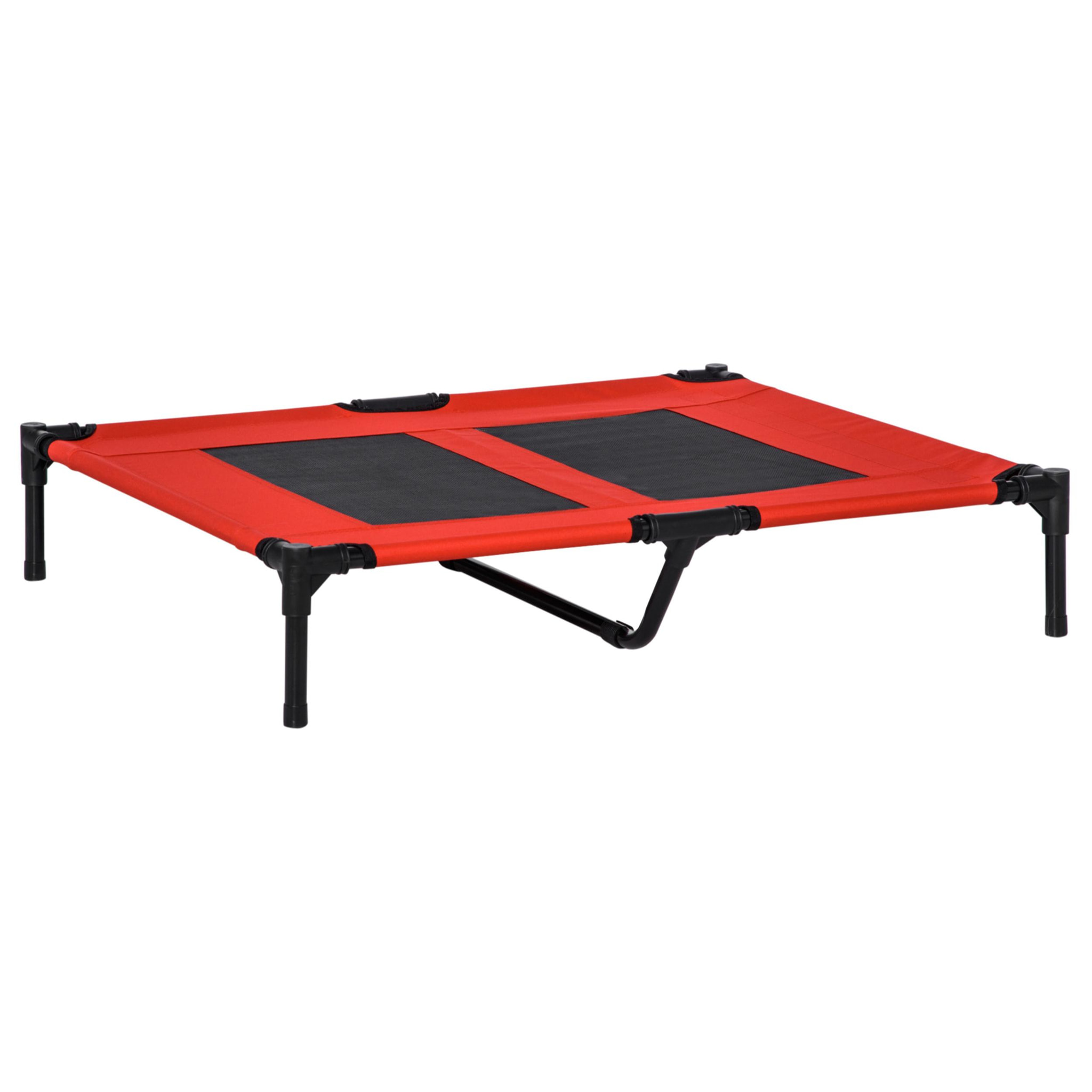 Cama Elevada para Perros Cama de Mascotas con Malla Transpirable y Tela Oxford para Exterior Interior Aire Libre Jardín Terraza 91,5x76,2x18 cm Rojo