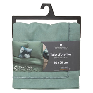 Taie d'oreiller "Carina" coton vert céladon 50x70cm