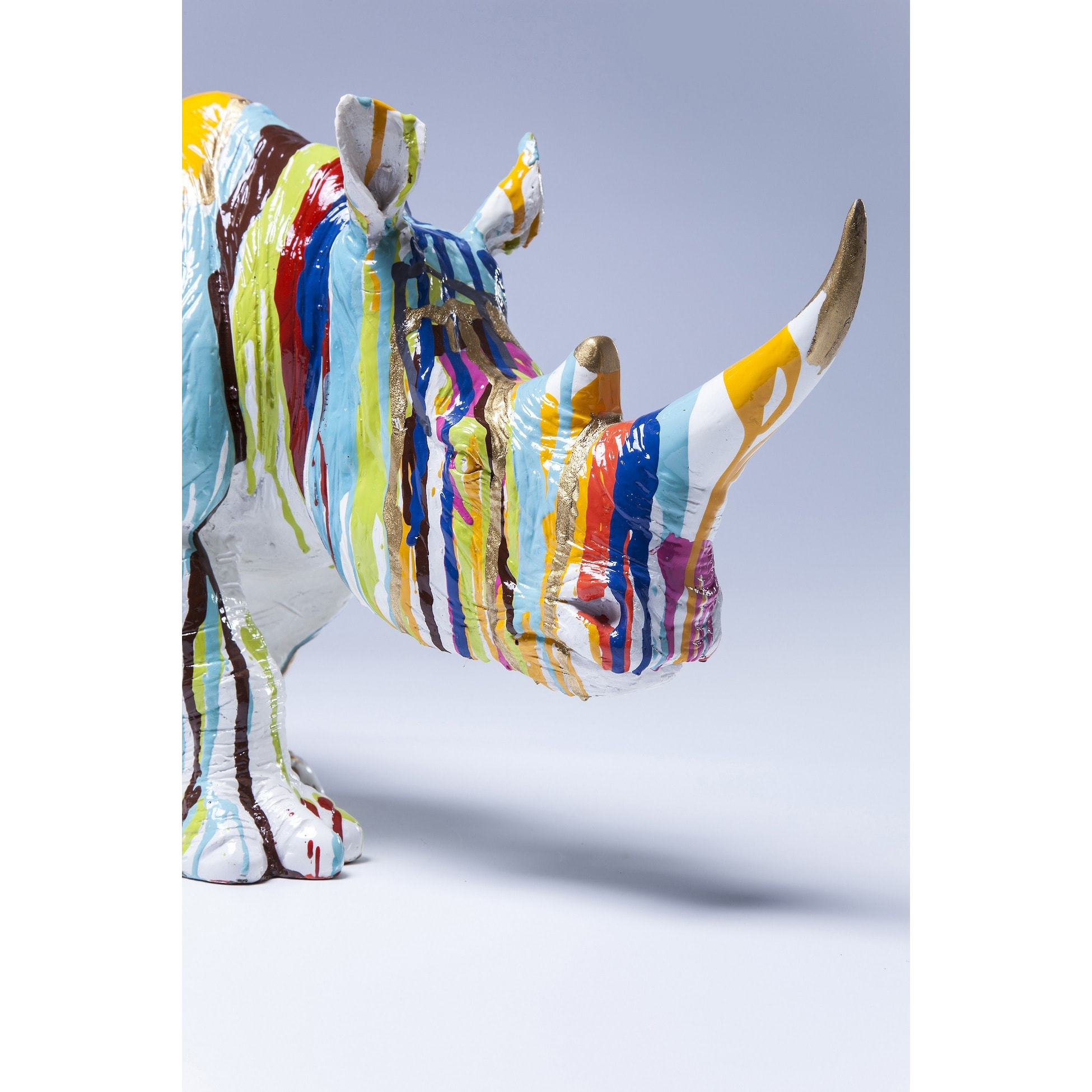 Déco rhino blanc coulées de peinture Kare Design