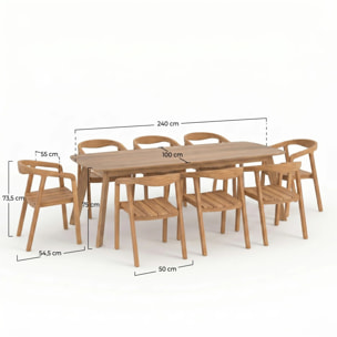 Table et chaises de jardin en bois de teck recyclé, 8 personnes - Lumo