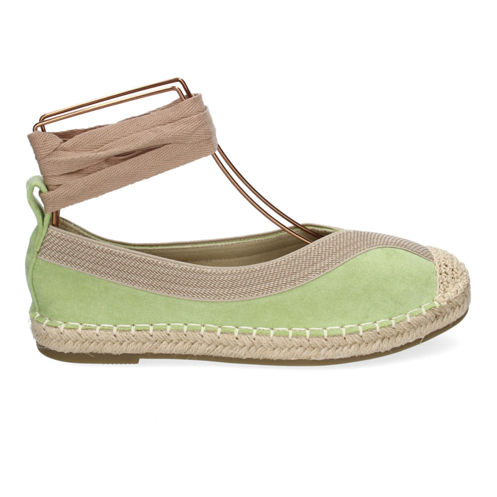 Bailarina de Mujer con Yute, Diseño Moderno con Puntera Bordada y Cintas