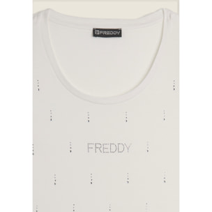 Canotta decorata da Strass in jersey modal