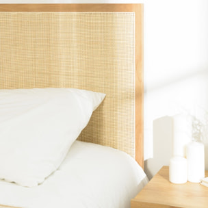 SYA - Tête de lit en rotin naturel et chêne massif pour lits 140/160cm