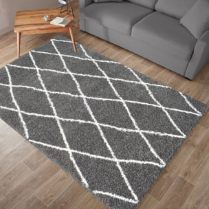 Asma - Tapis shaggy berbère, anthracite et crème